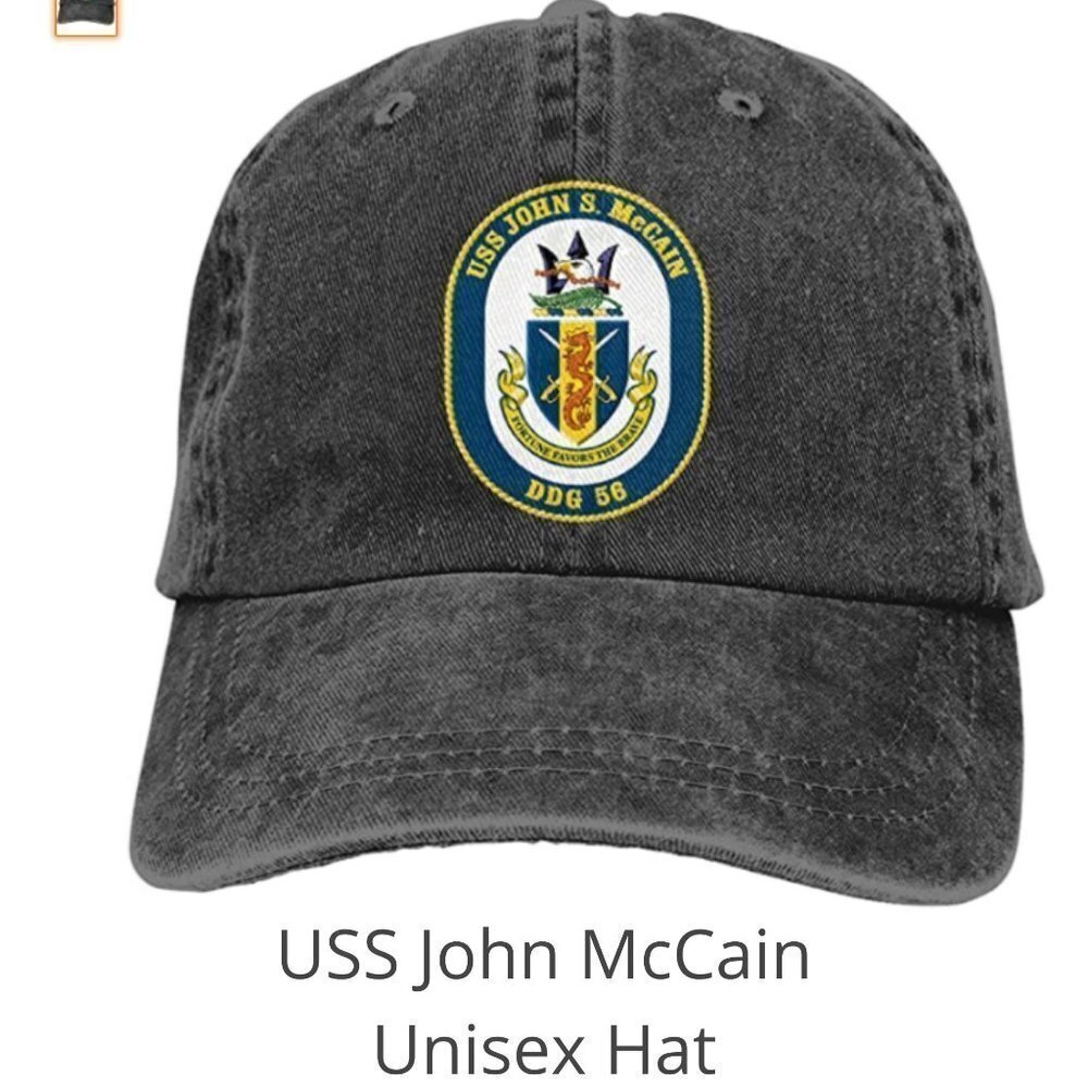 USS John McCain DDG 56 Hat Navy Ship Cap Military Veteran Embroidered Unisex